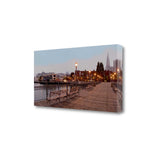 34" Contemporary Panoramic View City  Pier Gallery Wrap Canvas Wall Art