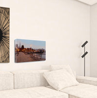 34" Contemporary Panoramic View City  Pier Gallery Wrap Canvas Wall Art