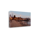 34" Contemporary Panoramic View City  Pier Gallery Wrap Canvas Wall Art