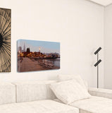 34" Contemporary Panoramic View City  Pier Gallery Wrap Canvas Wall Art