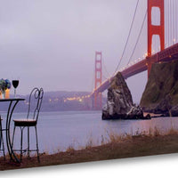 Bistro Café For Two Golden Gate Bridge 1 Giclee Wrap Canvas Wall Art