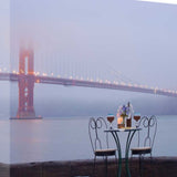 Rectangle Foggy Night Bistro Café Golden Gate Bridge 1 Giclee Wrap Canvas Wall Art