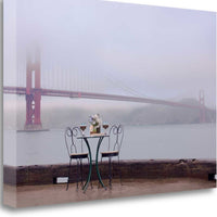 Overcast Bistro Café Golden Gate Bridge 1 Giclee Wrap Canvas Wall Art