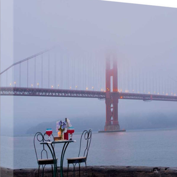 Wine Time For Two Golden Gate Bridge 1 Giclee Wrap Canvas Wall Art