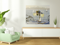 White Wine with Sailboat For Two City 1 Giclee Wrap Canvas Wall Art