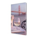 Single Glass of Wine Golden Gate Bridge 1 Giclee Wrap Canvas Wall Art