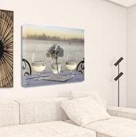 Up Close Water Glasses For Two City 1 Giclee Wrap Canvas Wall Art