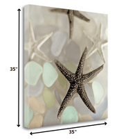 13" Four Starfish and Faded Seaglass 2 Giclee Wrap Canvas Wall Art