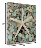 10" Starfish and Colorful Seaglass 2 Giclee Wrap Canvas Wall Art