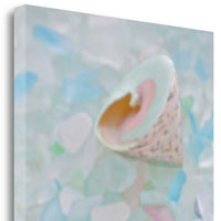 5" Speckled Snail Shell and Colorful Seaglass Giclee Wrap Canvas Wall Art