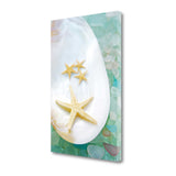 3" Four Yellow Starfish and Colorful Seaglass Giclee Wrap Canvas Wall Art