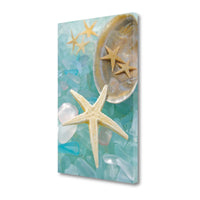 2" Yellow Starfish and Blue Seaglass Giclee Wrap Canvas Wall Art