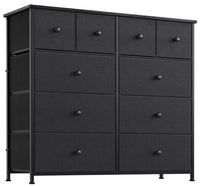 39" Black And Gray Ten Drawer Fabric Dresser