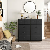 39" Black And Gray Ten Drawer Fabric Dresser