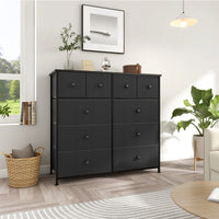 39" Black And Gray Ten Drawer Fabric Dresser