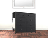 39" Black And Gray Ten Drawer Fabric Dresser