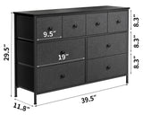 40" Black And Gray Eight Drawer Fabric Dresser