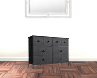 40" Black And Gray Eight Drawer Fabric Dresser