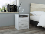 White Open Compartment Two Drawer Nightstand