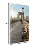 16" Modern Pedestrian Path on Brooklyn Bridge Gallery Wrap Canvas Wall Art