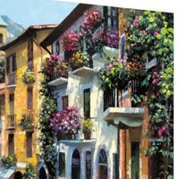 24" Village Pathway and Colorful Buildings Giclee Wrap Canvas Wall Art