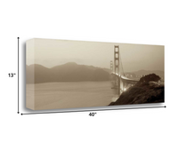 40" Sepia Tone Bridge to the City  Gallery Wrap Canvas Wall Art