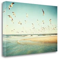 Flying Seagulls Over Water 1 Giclee Wrap Canvas Wall Art