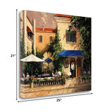 25" European Summer Inspired Vintage Courtyard Gallery Wrap Canvas Wall Art