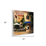 25" European Summer Inspired Vintage Courtyard Gallery Wrap Canvas Wall Art