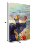 21" Artistic Fishing Boat on Water Gallery Wrap Canvas Wall Art