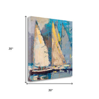 25" Coastal Inspired Sailboats Painting Gallery Wrap Canvas Wall Art