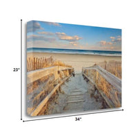 29" Beach Boardwalk to the Ocean Giclee Wrap Canvas Wall Art