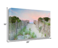 29" Beach Entrance with Pink Sunset 1 Giclee Wrap Canvas Wall Art