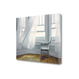 24" Lonesome Single Chair with Flying White Curtains Giclee Wrap Canvas Wall Art