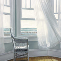 28" Lonesome Single Chair with Flying White Curtains Giclee Wrap Canvas Wall Art