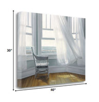 28" Lonesome Single Chair with Flying White Curtains Giclee Wrap Canvas Wall Art