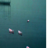 20" Little Boat Lanterns in Water Giclee Wrap Canvas Wall Art