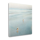 20" Coastal Two Seagulls on the Beach Giclee Wrap Canvas Wall Art