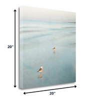 20" Coastal Two Seagulls on the Beach Giclee Wrap Canvas Wall Art