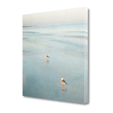 20" Coastal Two Seagulls on the Beach Giclee Wrap Canvas Wall Art