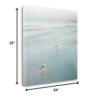23" Coastal Two Seagulls on the Beach Giclee Wrap Canvas Wall Art