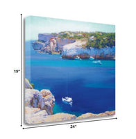 24" Summer Inspired Bright Coastal Cliff View Gallery Wrap Canvas Wall Art