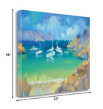 22" Artistic Boats Anchored in a Cove Gallery Wrap Canvas Wall Art