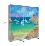 27" Artistic Boats Anchored in a Cove Gallery Wrap Canvas Wall Art