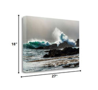 27" Dramatic Crashing Wave Giclee Wrap Canvas Wall Art