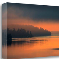 Orange Sunset on Lake 1 Giclee Wrap Canvas Wall Art