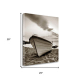 23" Sepia Tone Fishing Boat on the Beach Gallery Wrap Canvas Wall Art