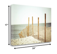 24" White Beach Wooden Sand Fence Giclee Wrap Canvas Wall Art