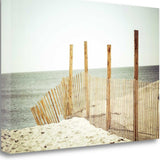 24" White Beach Wooden Sand Fence Giclee Wrap Canvas Wall Art