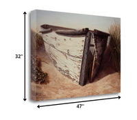 29" Vintage Fishing Single White Boat Giclee Wrap Canvas Wall Art